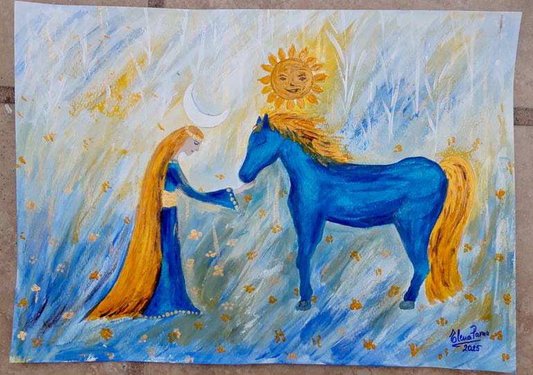 Original Abstract Expressionism Animal Painting by Elena Parau