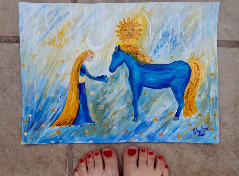 Original Abstract Expressionism Animal Painting by Elena Parau