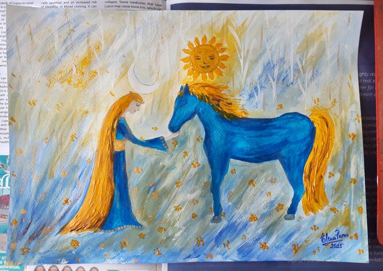 Original Abstract Expressionism Animal Painting by Elena Parau