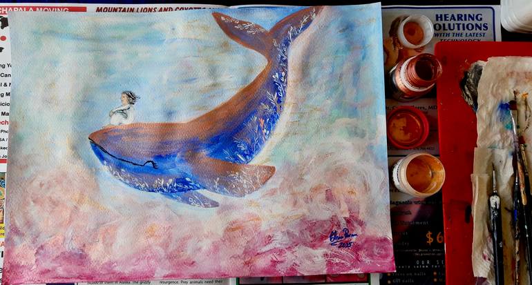 Original Abstract Expressionism Animal Painting by Elena Parau