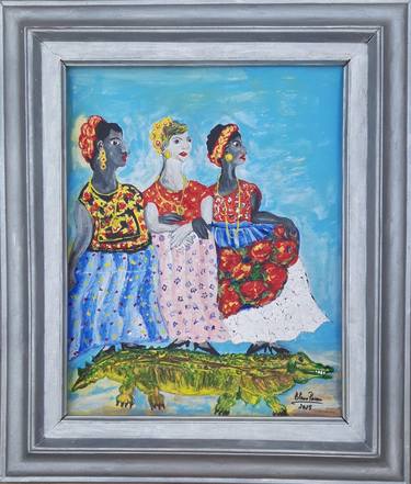 Original Abstract Expressionism People Painting by Elena Parau