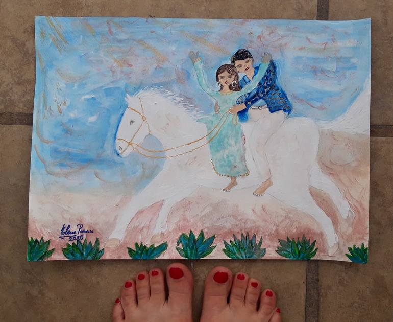 Original Abstract Expressionism Animal Painting by Elena Parau