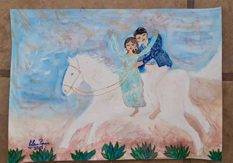 Original Abstract Expressionism Animal Painting by Elena Parau