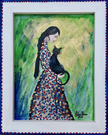 Original Abstract Expressionism Women Painting by Elena Parau