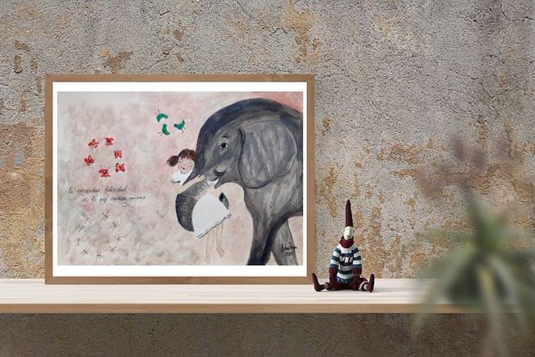 Original Abstract Expressionism Animal Painting by Elena Parau
