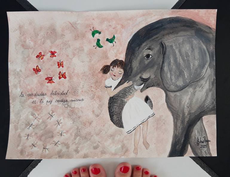 Original Abstract Expressionism Animal Painting by Elena Parau