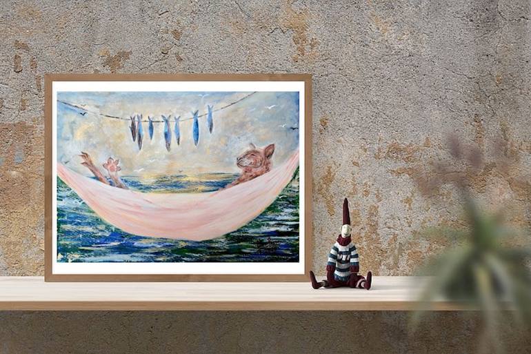 Original Abstract Expressionism Animal Painting by Elena Parau