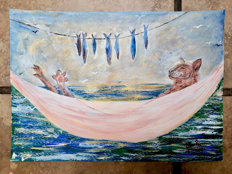 Original Abstract Expressionism Animal Painting by Elena Parau