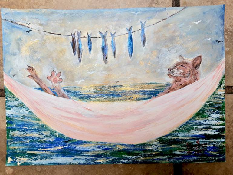 Original Abstract Expressionism Animal Painting by Elena Parau