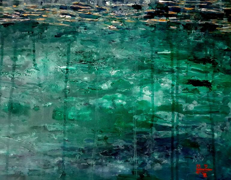 Original Abstract Water Painting by Elena Parau