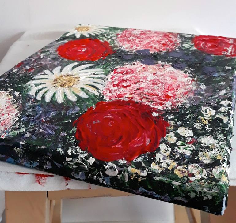 Original Abstract Floral Painting by Elena Parau