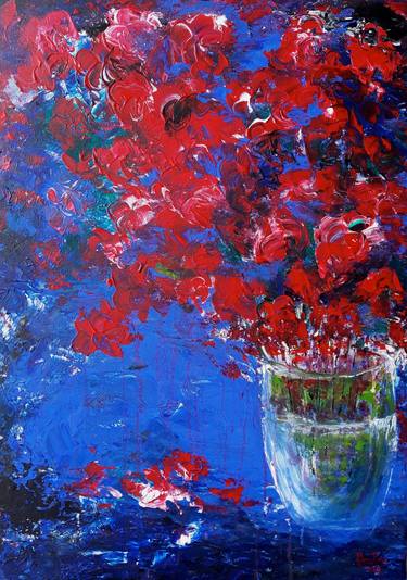 Print of Abstract Expressionism Floral Paintings by Elena Parau