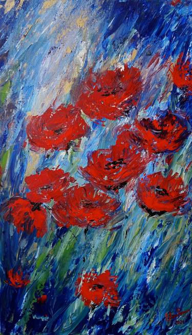 Original Abstract Expressionism Floral Paintings by Elena Parau