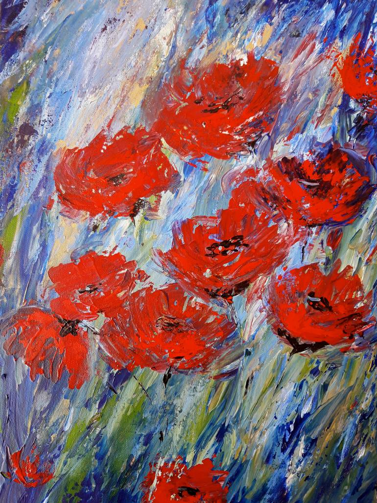Original Abstract Expressionism Floral Painting by Elena Parau
