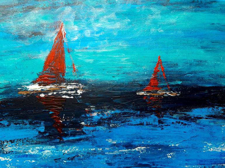 Original Boat Painting by Elena Parau