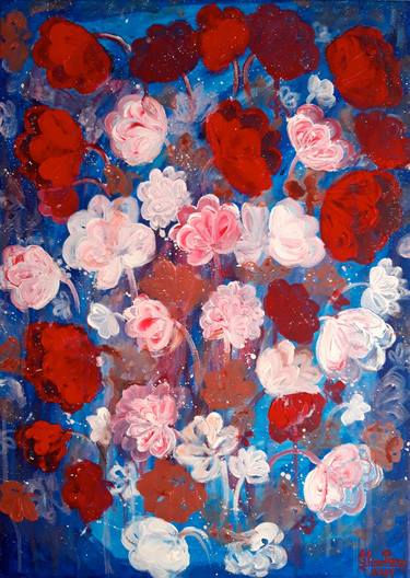 Original Abstract Floral Paintings by Elena Parau