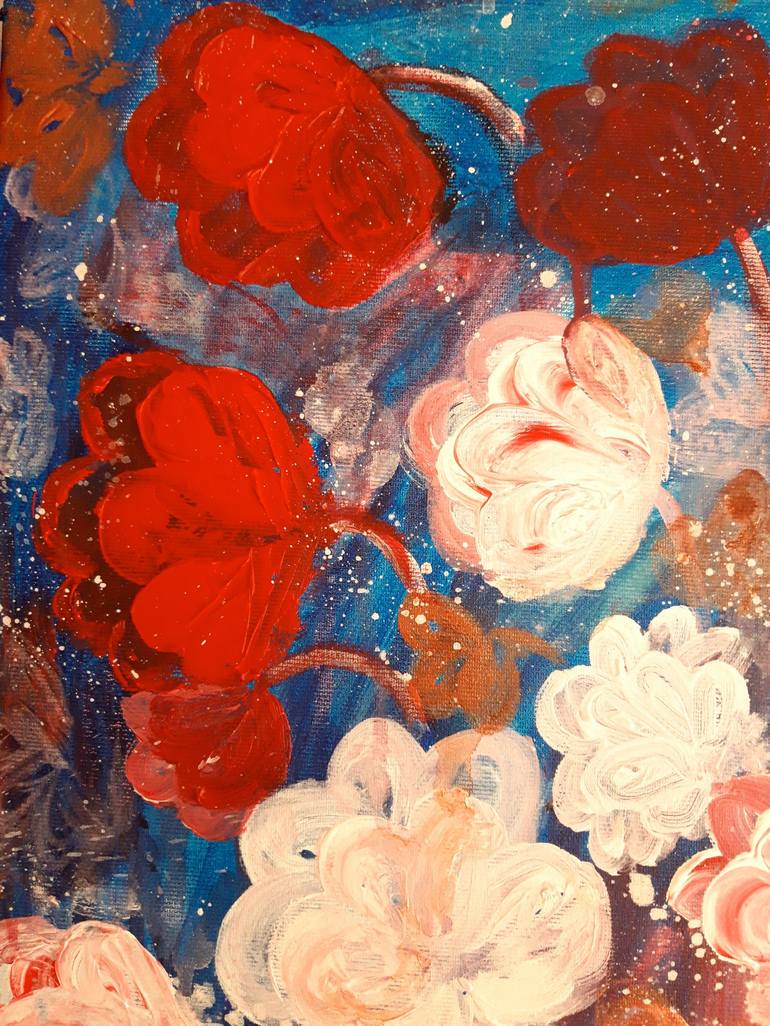 Original Abstract Floral Painting by Elena Parau