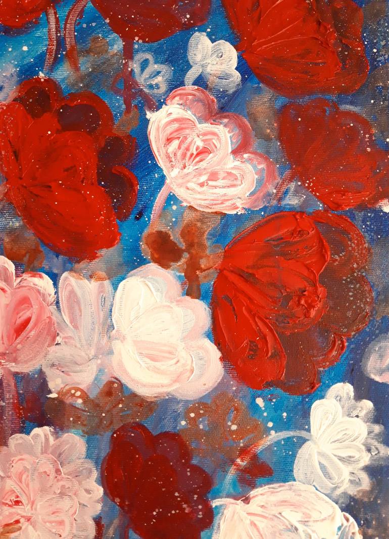 Original Abstract Floral Painting by Elena Parau