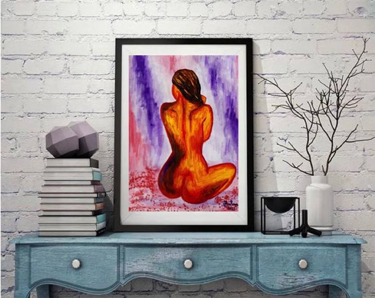 Original Art Deco Nude Painting by Elena Parau