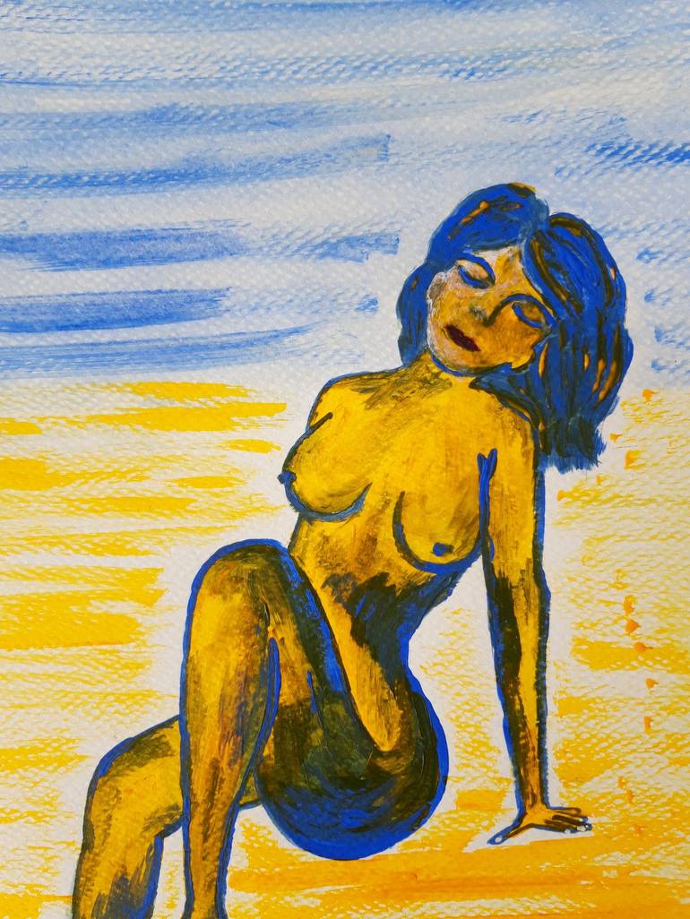 Original Abstract Expressionism Nude Painting by Elena Parau
