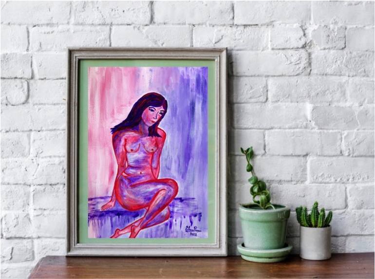 Original Abstract Nude Painting by Elena Parau