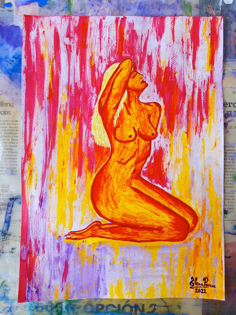Original Abstract Nude Painting by Elena Parau