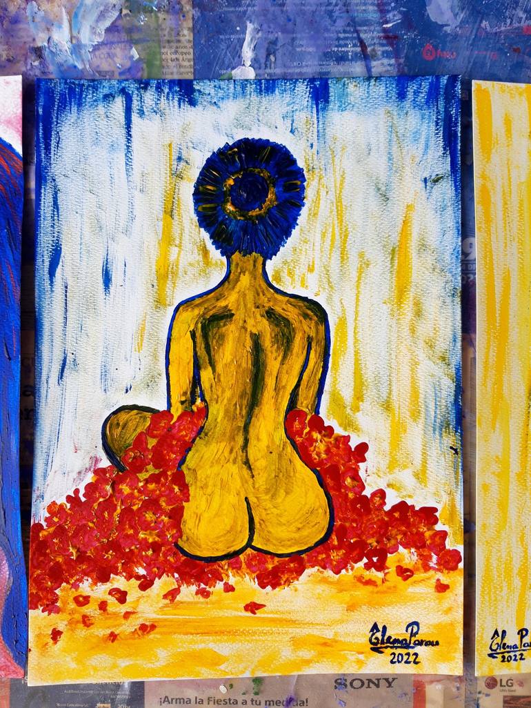 Original Abstract Expressionism Nude Painting by Elena Parau
