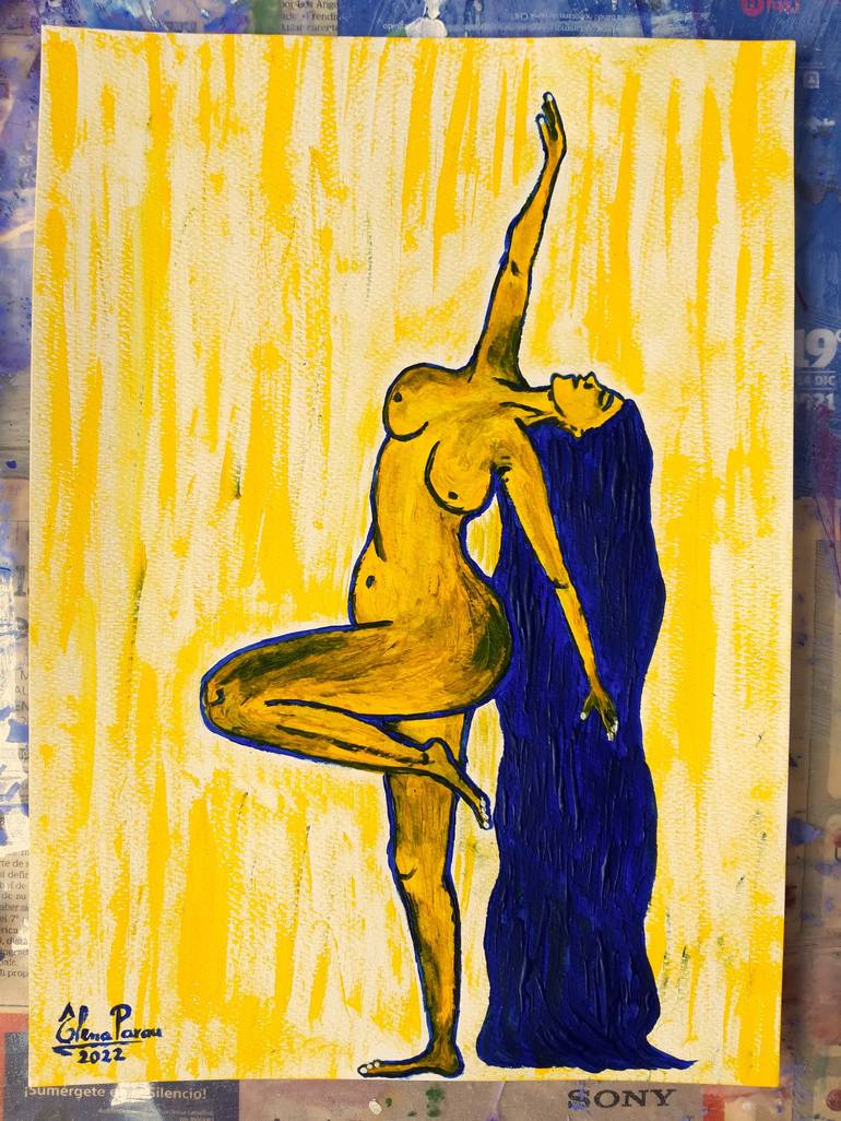 Original Art Deco Nude Painting by Elena Parau