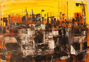 Original Abstract Expressionism Cities Paintings by Alex Sojic