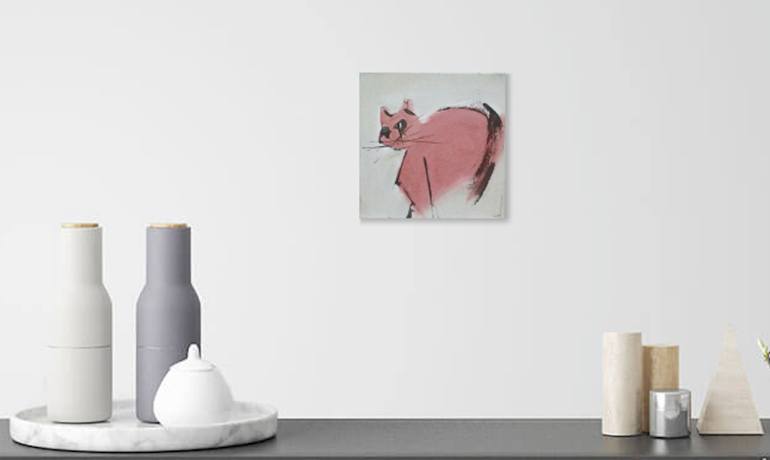 Original Abstract Expressionism Cats Painting by Alex Sojic