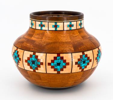 Segmented Bowl with Decorative Inlay (Turquoise). thumb