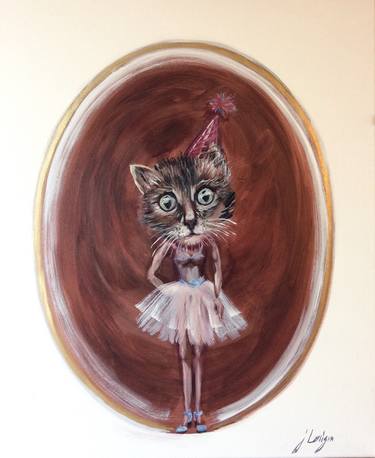 Original Surrealism Cats Paintings by Judith Lanigan
