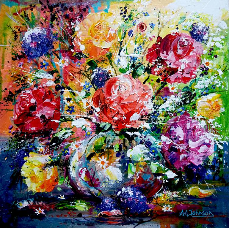 Original Impressionism Floral Painting by Andrew Alan Johnson