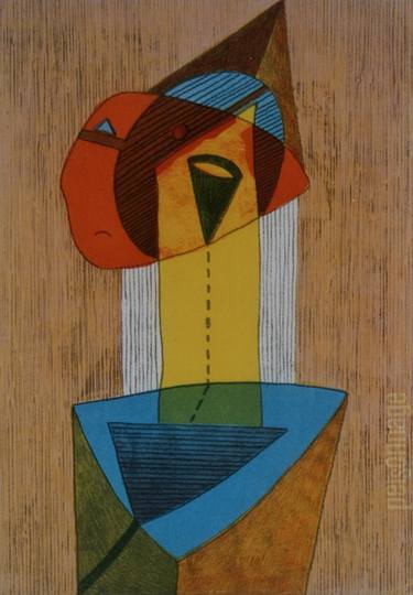 Original Cubism Abstract Printmaking by Vesselin Damyanov