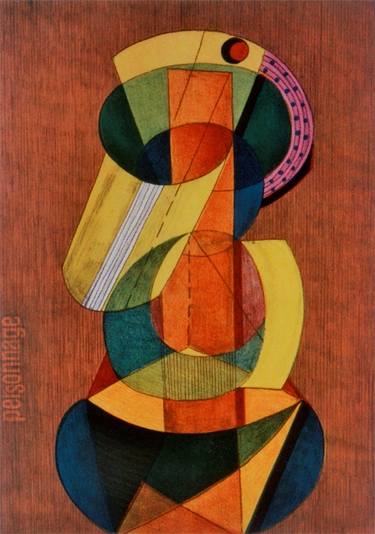 Original Cubism Abstract Printmaking by Vesselin Damyanov