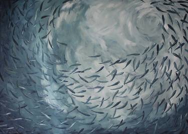 Original Abstract Expressionism Fish Paintings by jo charlton