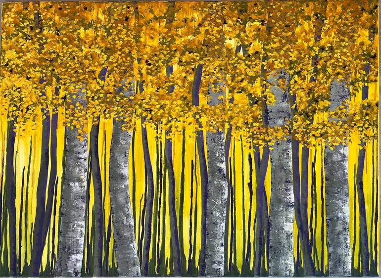 Yellow birch Trees Painting by jo charlton Saatchi Art