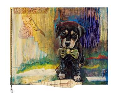 Original Portraiture Dogs Mixed Media by Linda Mitchell