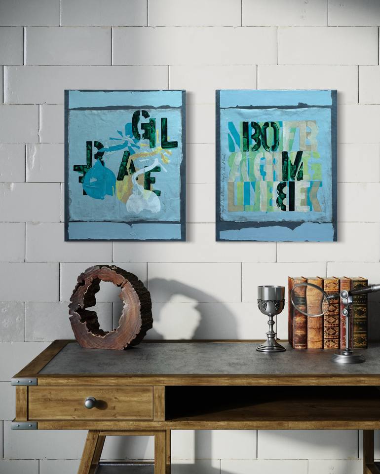 Original Abstract Typography Painting by Tina Psoinos