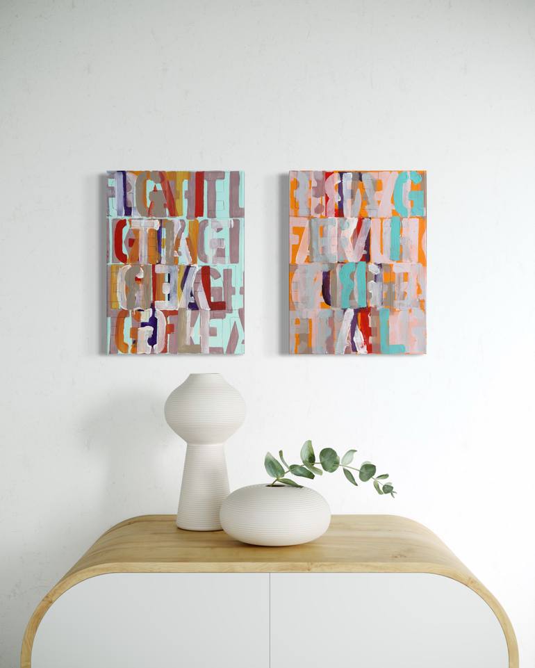 Original Abstract Typography Painting by Tina Psoinos