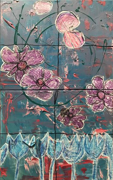 Original Abstract Floral Paintings by Tina Psoinos