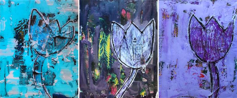 Original Street Art Floral Mixed Media by Tina Psoinos