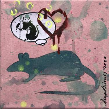 Rat Dreams of Banksy Green on Pink thumb