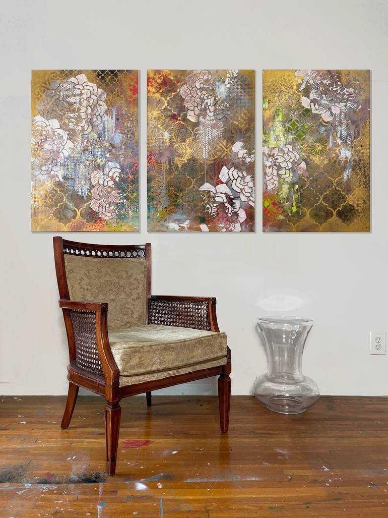 Original Abstract Floral Painting by Tina Psoinos