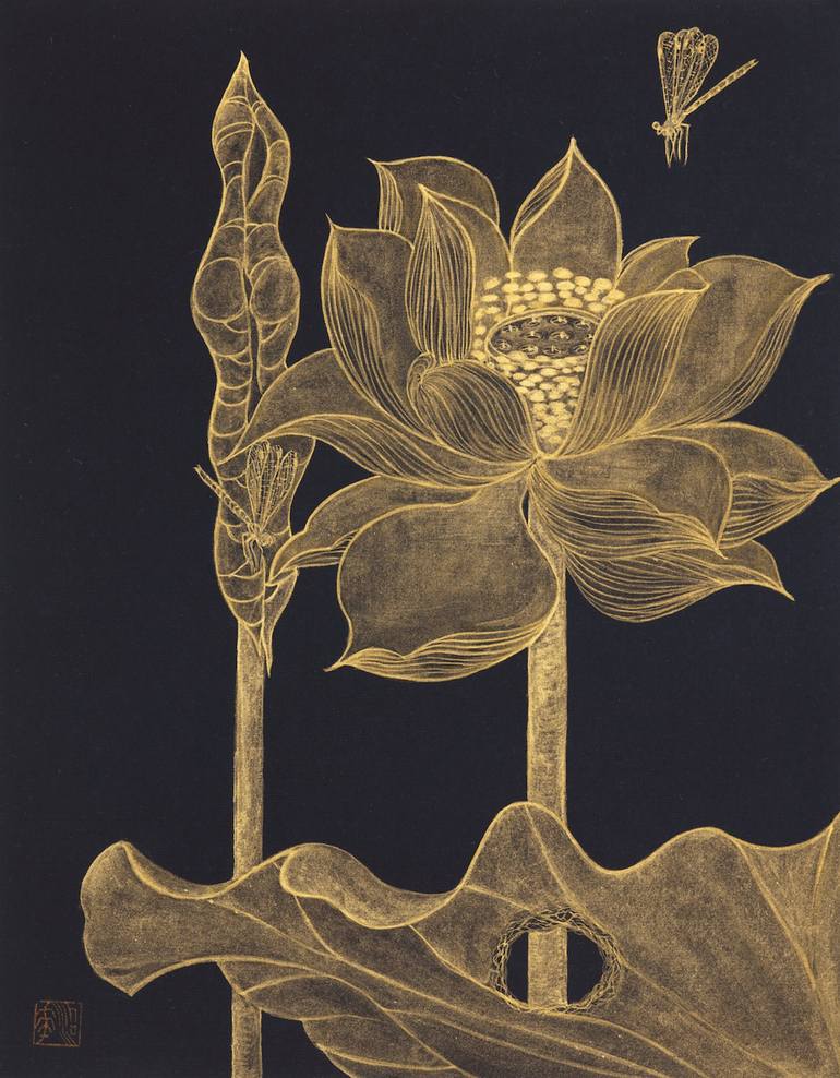 Original Art Deco Floral Paintings by Hyunjung Kim