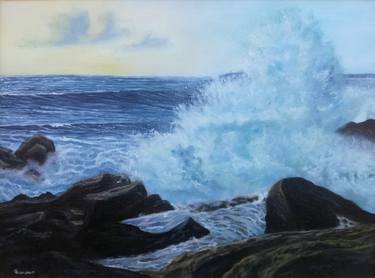 A craswing Wave, original oil from Italy thumb