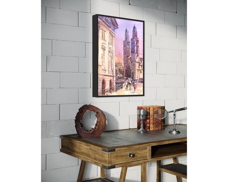 Original Contemporary Architecture Painting by Ryan Fox Aws Nws