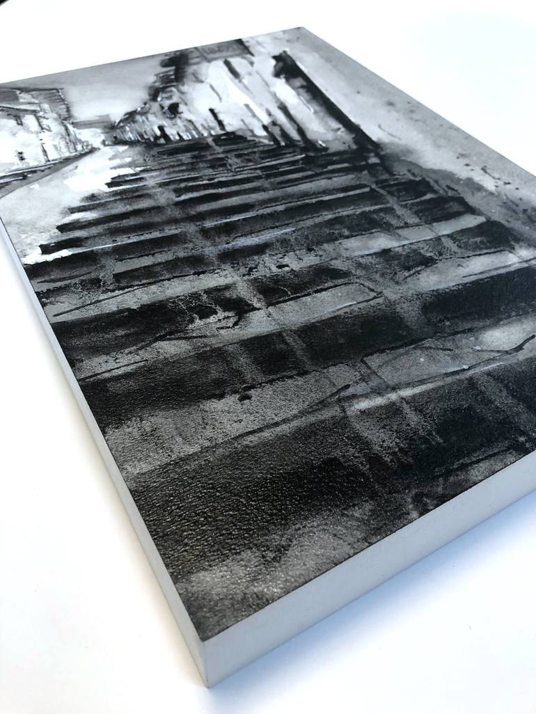 Original Black & White Travel Painting by Ryan Fox Aws