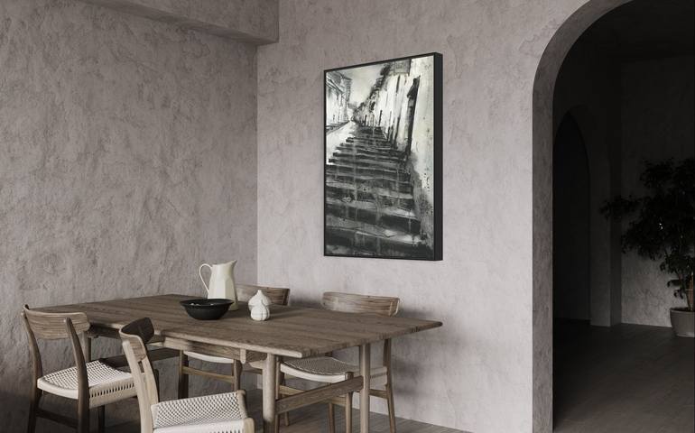 Original Black & White Travel Painting by Ryan Fox Aws