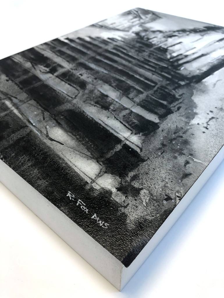 Original Black & White Travel Painting by Ryan Fox Aws